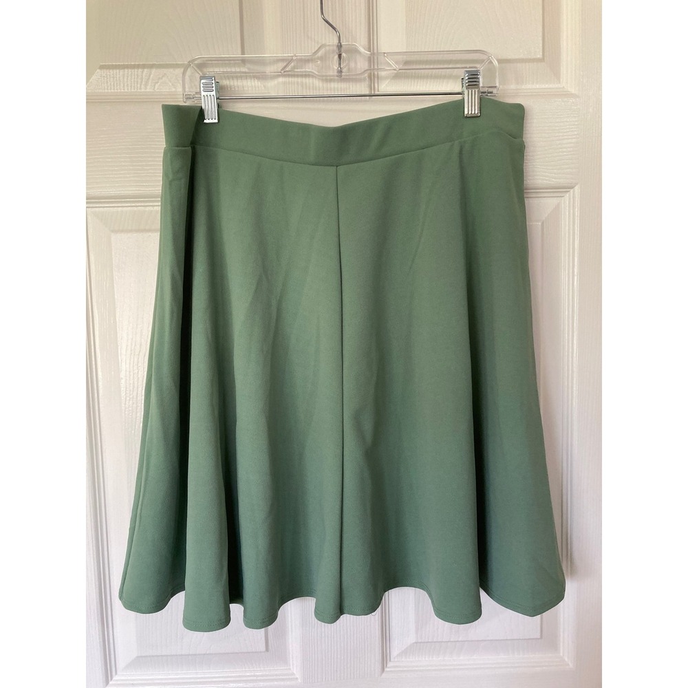Sage Green Flared Skirt A-Line Plus Size 3XL Made in USA Stretch Relaxed Flirty